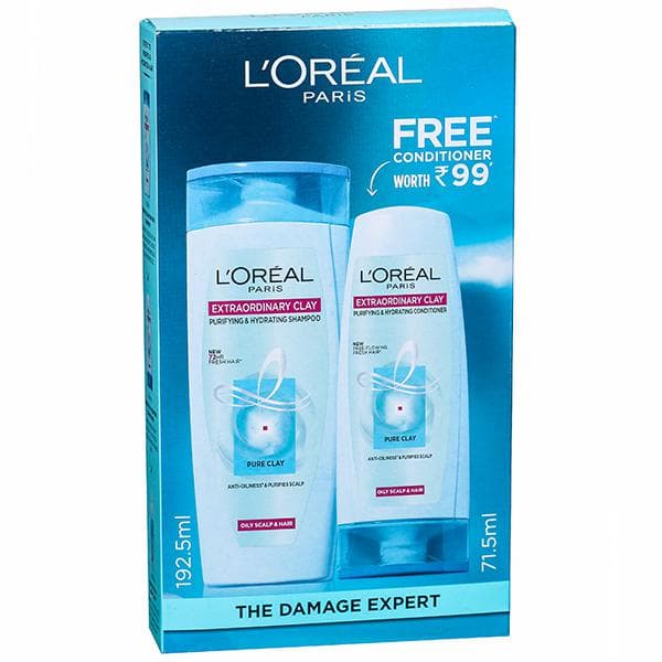 Loreal Paris Extraordinary Clay Shampoo (Free Loreal Paris Conditioner 71.5 ml) 192.5 ml
