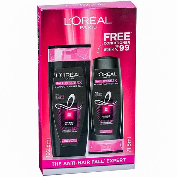 Loreal Paris Fall Resist 3X Anti Hair Fall Shampoo (Free Fall Resist Conditioner 71.5 ml) 192.5 ml