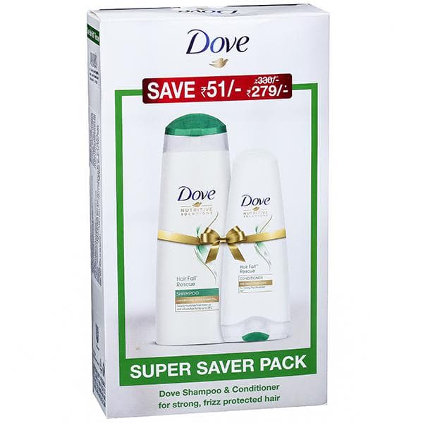 Dove Hair Fall Rescue Combo Super Saver Pack (Shampoo 340 ml & Conditioner 80 ml) (Save Rs 51)
