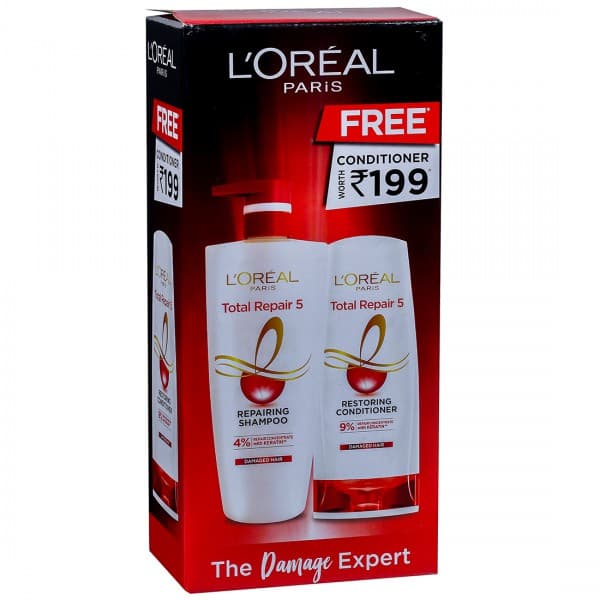 Loreal Paris Total Repair 5 Repairing Shampoo (Free Conditioner 192.5 ml) 704 ml