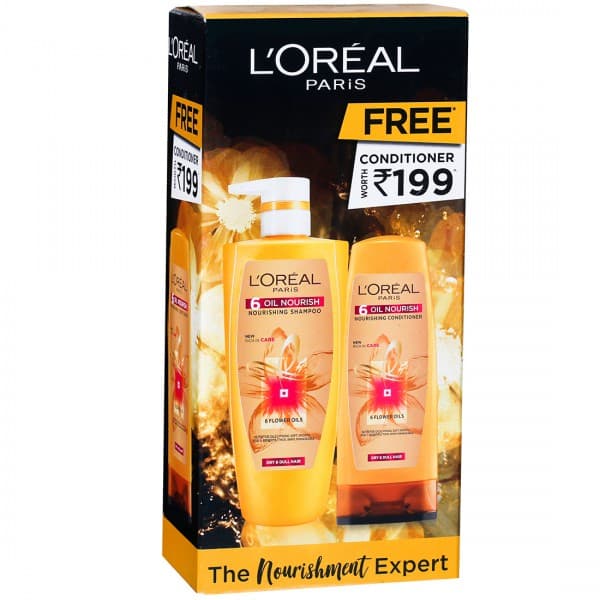 Loreal Paris 6 Oil Nourish Nourishing Shampoo (Free L'oreal Paris Conditioner 192.5 ml) 704 ml