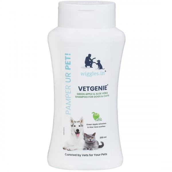 Wiggles Vetgenie Shampoo for Dogs & Cats Green Apple & Aloe Vera 200 ml