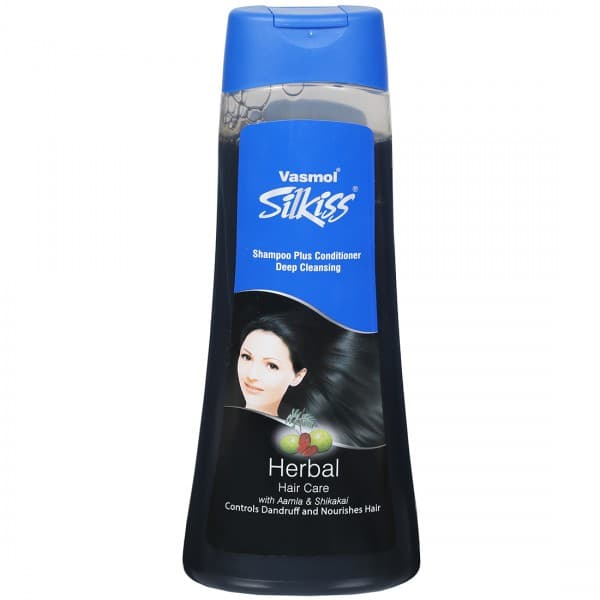Vasmol Silkiss Shampoo Plus Conditioner Deep Cleansing Herbal Hair Care with Aamla & Shikakai 525 ml
