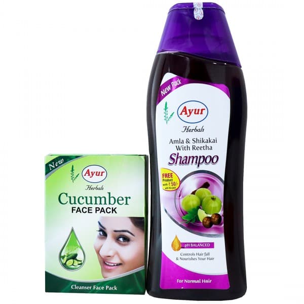Ayur Herbals Amla & Shikakai With Reetha Shampoo (Free Ayur Herbals Cucumber Face Pack 100 g) 1000 ml