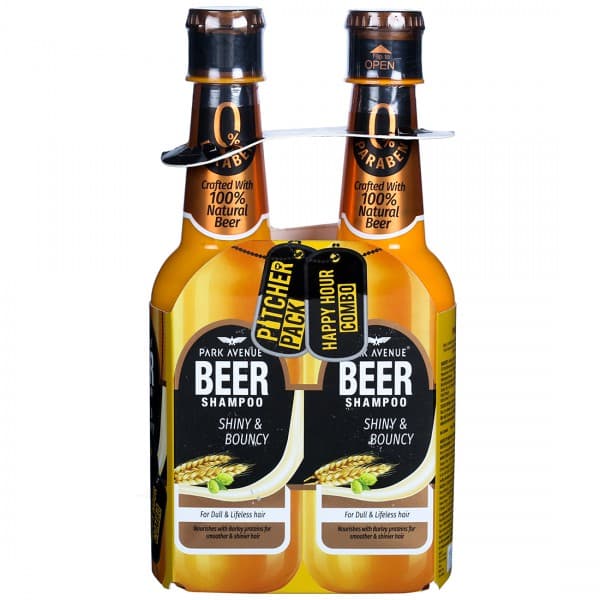 Park Avenue Beer Shiny & Bouncy Shampoo for Dull & Lifeless Hair 2 x 350 ml