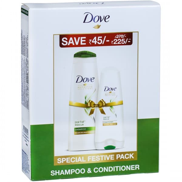 Dove Special Festive Pack Hair Fall Rescue Shampoo & Conditioner (Save Rs 45) (180 ml + 80 ml)