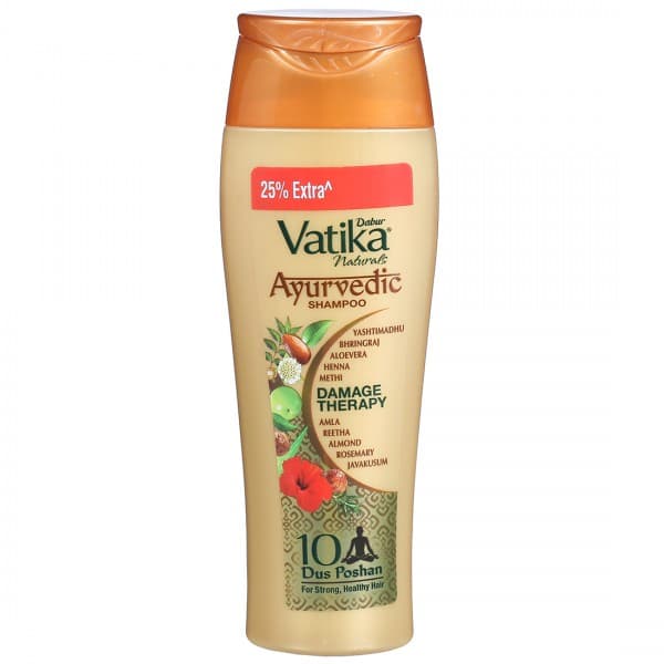 Dabur Vatika Naturals Ayurvedic Shampoo Damage Therapy for Strong, Healthy Hair (Free 25% Extra) 80 ml