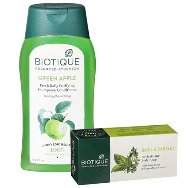 Biotique Green Apple Purifying Shampoo & Conditioner (Free Basil Parsley Soap 75 g) 200 ml
