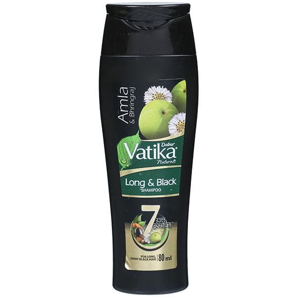 Dabur Vatika Naturals Long & Black Amla, Bhingraj Shampoo 80 ml