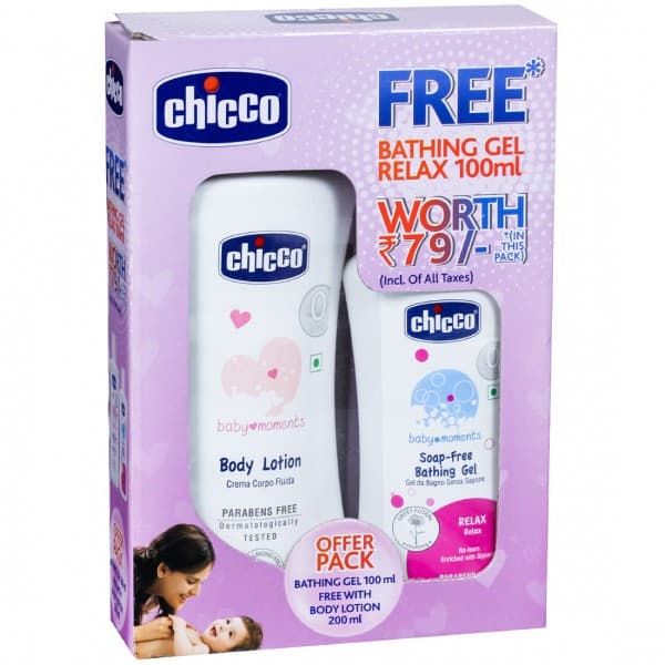 Chicco Baby Moments Body Lotion (Free Chicco Bathing Gel Relax 100 ml) CH109270 200 ml