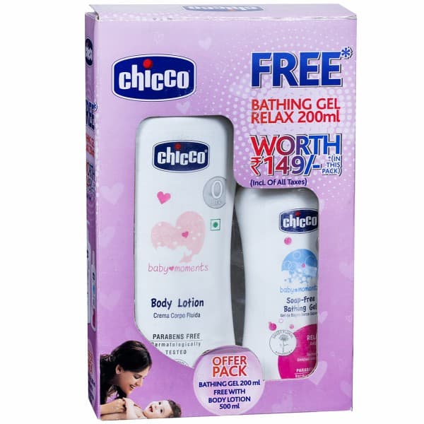 Chicco Baby Moments Body Lotion (Free Chicco Bathing Gel Relax 200 ml) CH74700 500 ml