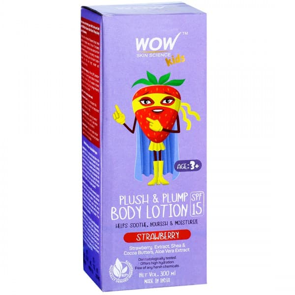Wow Skin Science Kids Age 3+ Plush & Plump Spf 15 Strawberry Body Lotion 300 ml