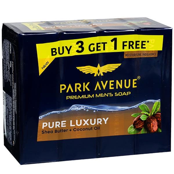 Park Avenue Premium Mens Soap Pure Luxury Shea Butter + Coconut Oil (Buy 3 Get 1 Free) 4 x 125 g