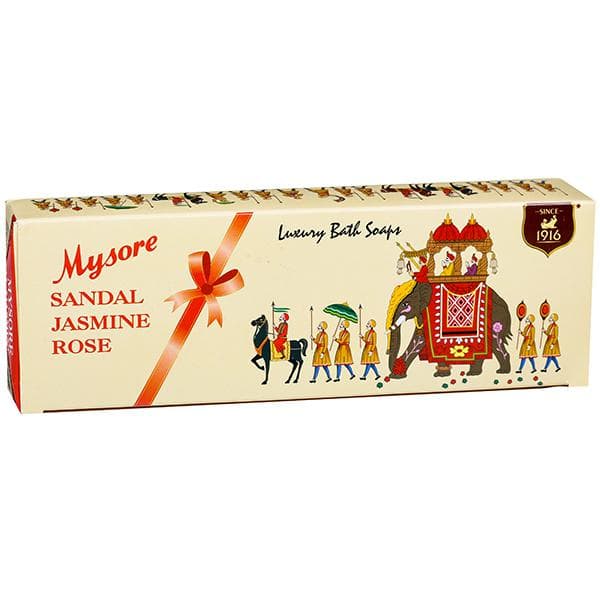 Mysore Sandal,Jasmine & Rose Luxury Bath Soaps 3 x 150 g