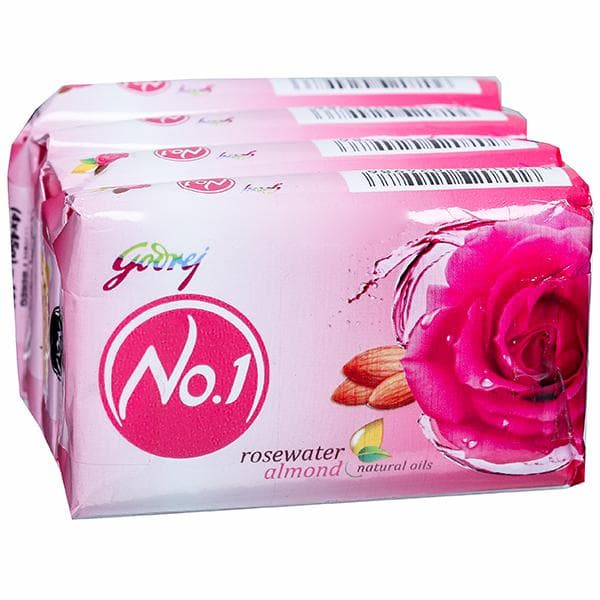Godrej No.1 Rosewater And Almonds Soap 4 x 45 g