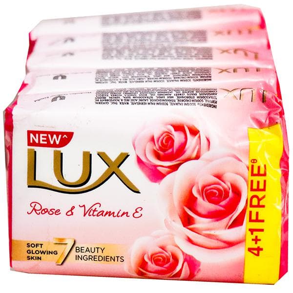 Lux Rose & Vitamin E Soft Glowing Skin Soap (Buy 4 Get 1 Free) 5 x 100 g