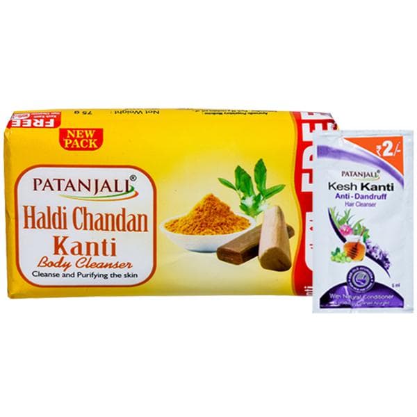 Patanjali Haldi Chandan Kanti Body Cleanser (Free Patanjali Kesh Kanti Hair Cleanser 6 ml) 75 g