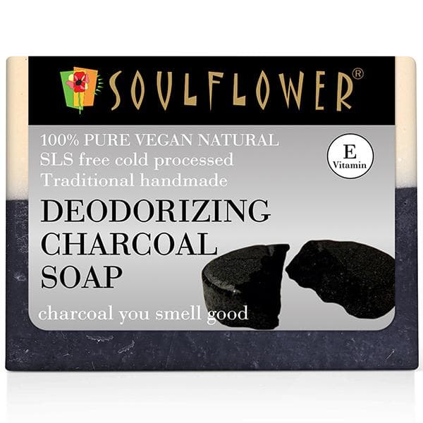 Soulflower Pure Vegan Natural E Vitamin Deodorizing Charcoal Soap 150 g