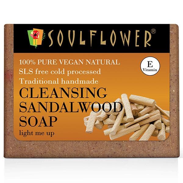 Soulflower Pure Vegan Natural E Vitamin Cleansing Sandalwood Soap 150 g