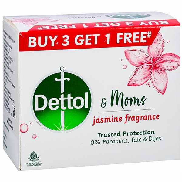 Dettol & Moms Jasmine Fragrance Soap (Buy 3 Get 1 Free) 4 x 125 g