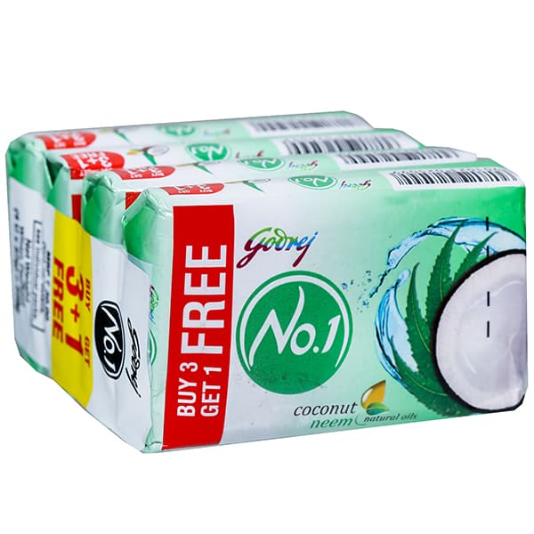 Godrej No.1 Coconut and Neem Soap (Buy 3 Get 1 Free) 4 x 57 g