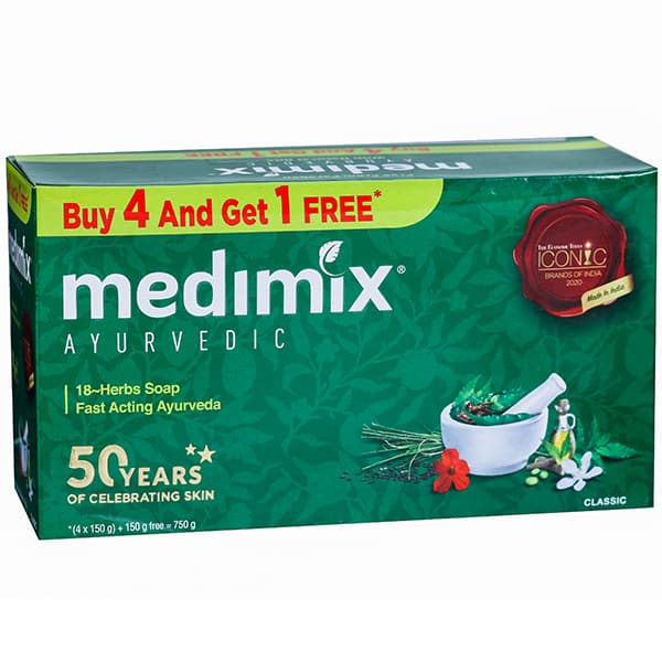 Medimix Classic Ayurvedic Soap (Buy 4 Get 1 Free) 5 x 150 g