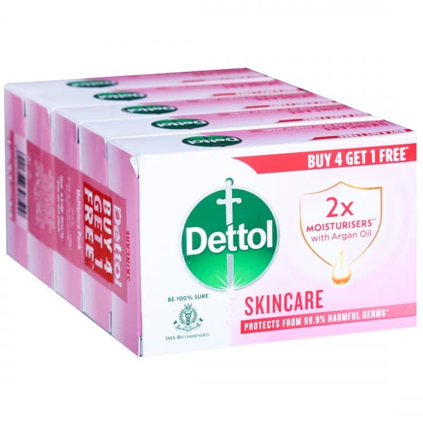 Dettol Skincare Soap with Pure Glycerine (Buy 4 Get 1 Free) 5 x 125 g