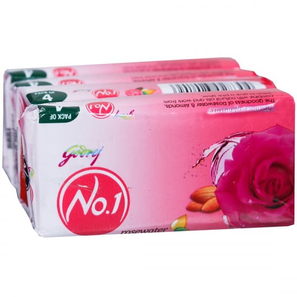 Godrej No.1 Rosewater And Almonds Soap 4 x 40 g