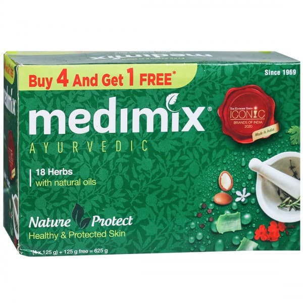 Medimix 18 Herbs with Natural Oils Soap (Buy 4 and Get 1 Free) 5 x 125 g