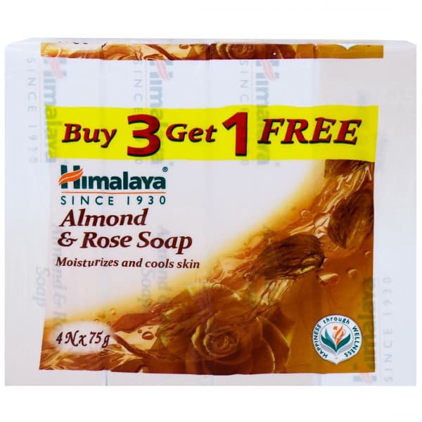 Himalaya Moisturizes and Cools Skin Almond & Rose Soap (Buy 3 Get 1 Free) 4 x 75 g