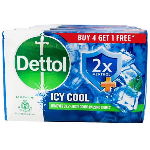 Dettol Icy Cool 2x Menthol+ Soap (Buy 4 Get 1 Free) 5 x 125 g