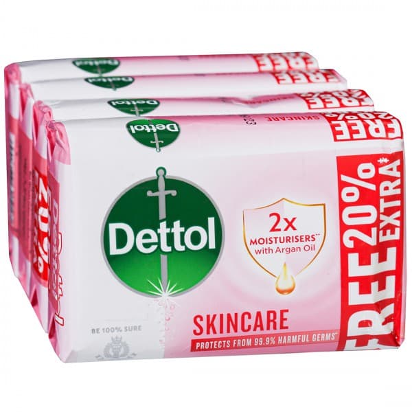 Dettol Skincare Soap With Pure Glycerine (Free 20% Extra) 4 x 125 g