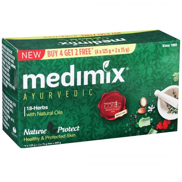 Medimix 18 Herbs with Natural Oils Soap (Buy 4 x 125 g and Get 2 x 75 g Free)