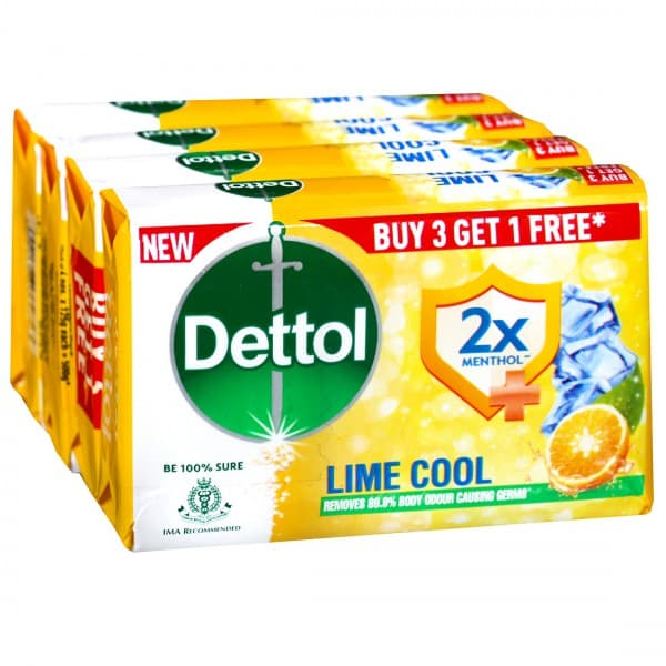 Dettol Lime Cool 2x Menthol+ Soap (Buy 3 Get 1 Free) 4 x 125 g