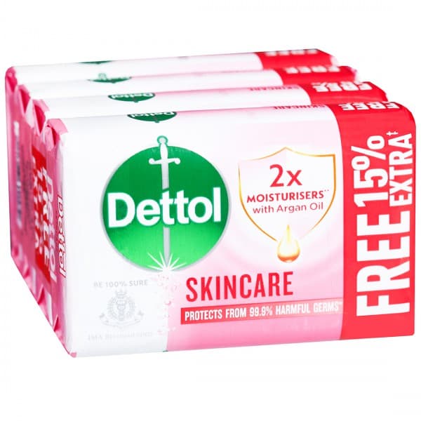 Dettol Skincare Soap With Pure Glycerine (Free 15% Extra) 4 x 75 g