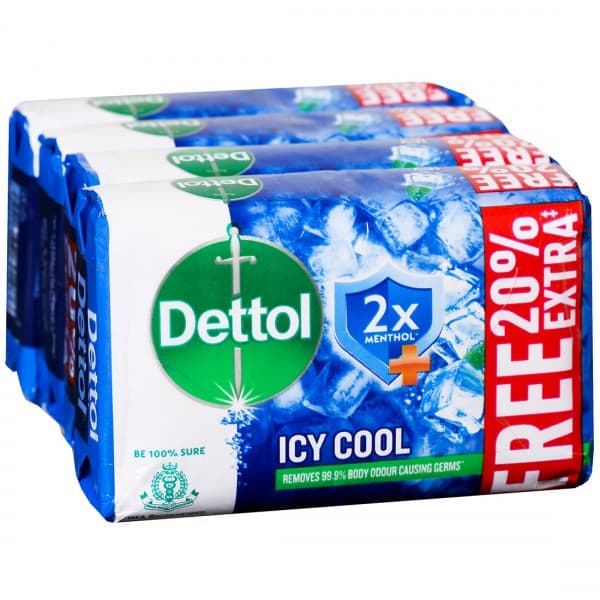Dettol Icy Cool 2x Menthol+ Soap (Free 20% Extra ) 4 x 125 g