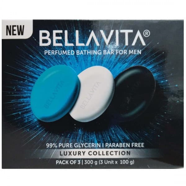 Bellavita Perfumed Bathing Bar For Men Pack Of 3 x 100 g