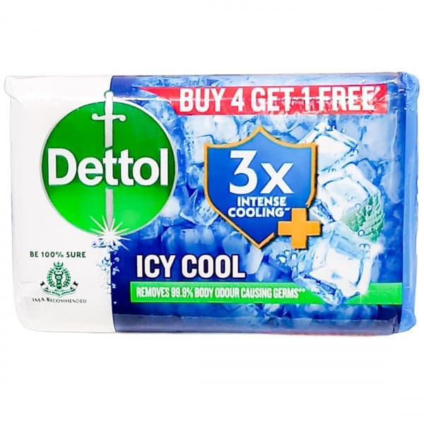 Dettol Icy Cool 3x Intense Cooling+ Soap (Buy 4 Get 1 Free) (Rs. 22 Off) Pack Of 4 x 100 g