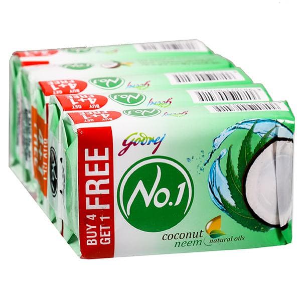 Godrej No.1 Coconut And Neem Soap (Buy 4 Get 1 Free) 5 x 100 g