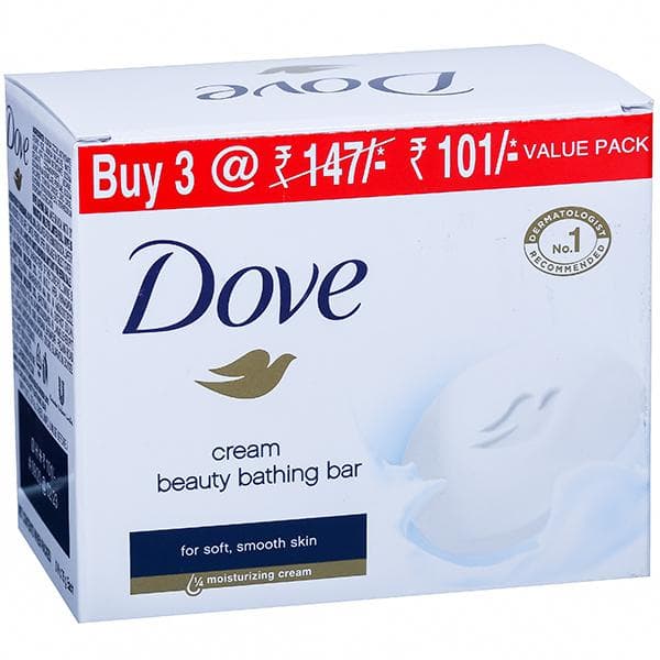 Dove Cream Beauty Bathing Bar (Buy 3 @ Rs.101/- Value Pack) 3 x 75 g