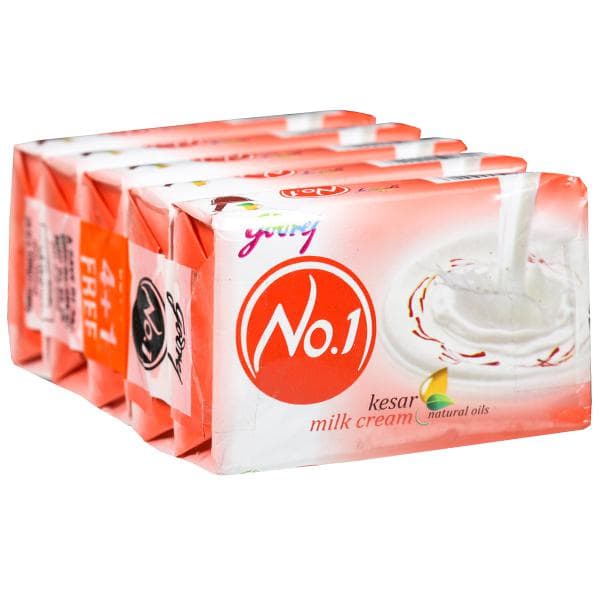 Godrej No.1 Kesar And Milk Cream Soap (Buy 4 Get 1 Free) 5 x 100 g