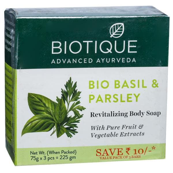 Biotique Bio Basil & Parsley Revitalizing Body Soap (Save Rs 10 Value Pack) 3 x 75 g