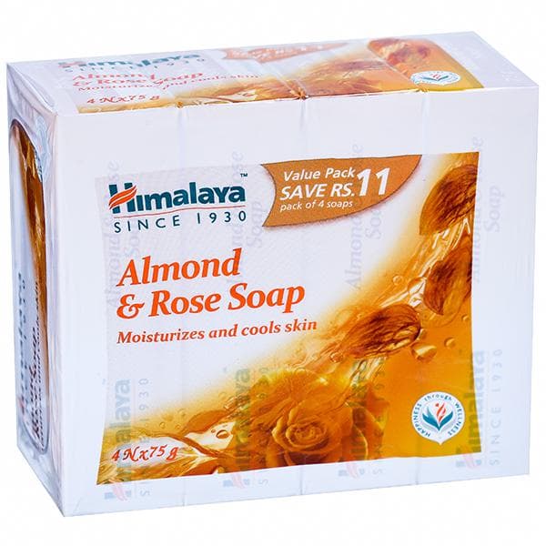 Himalaya Moisturizes and Cool Skin Almond & Rose Soap (Value Pack Save Rs.11) 4 x 75 g