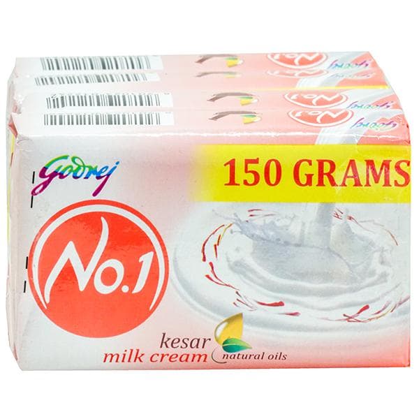 Godrej No.1 Kesar And Milk Cream Soap (Buy 3 Get 1 Free) 4 x 150 g