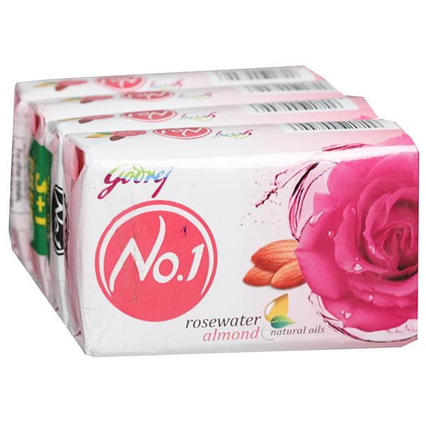 Godrej No.1 Rosewater And Almonds Soap (Buy 3 Get 1 Free) 4 x 100 g