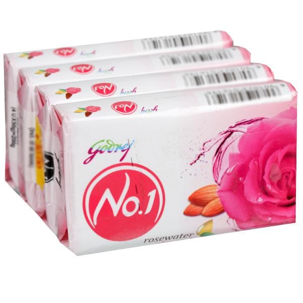 Godrej No.1 Rosewater And Almonds Soap 4 x 50 g
