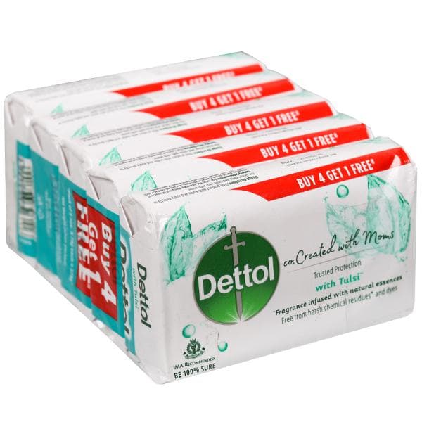 Dettol co.Created with moms Soap Tulsi (Buy 4 Get 1 Free) 5 x 75 g