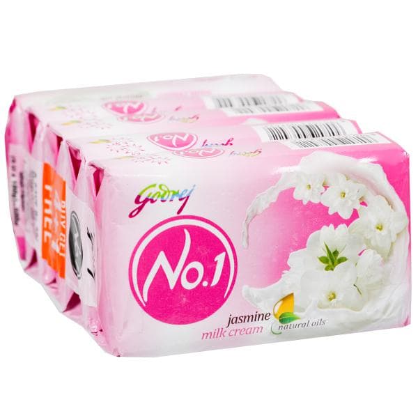 Godrej No.1 Jasmine And Milk Cream Soap (Buy 4 Get 1 Free) 5 x 100 g
