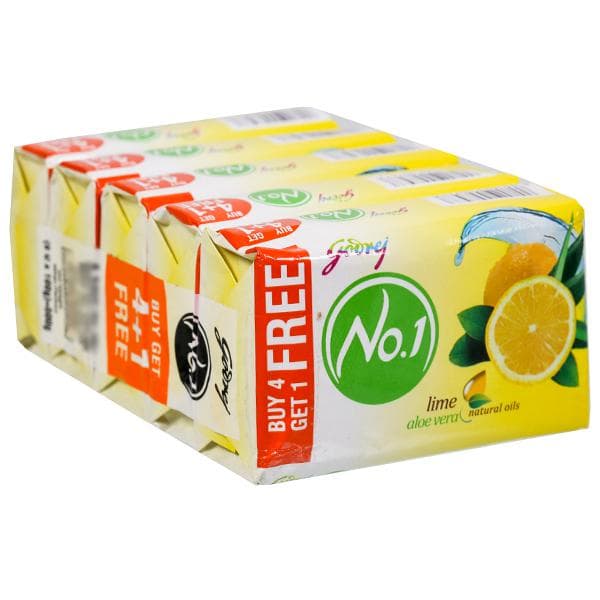 Godrej No.1 Lime And Aloe Vera Soap (Buy 4 Get 1 Free) 5 x 100 g