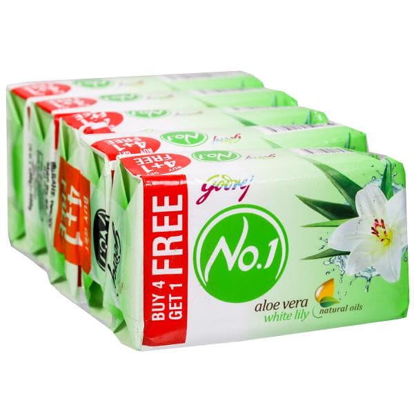 Godrej No.1 Aloe Vera And White Lily Soap (Buy 4 Get 1 Free) 5 x 100 g